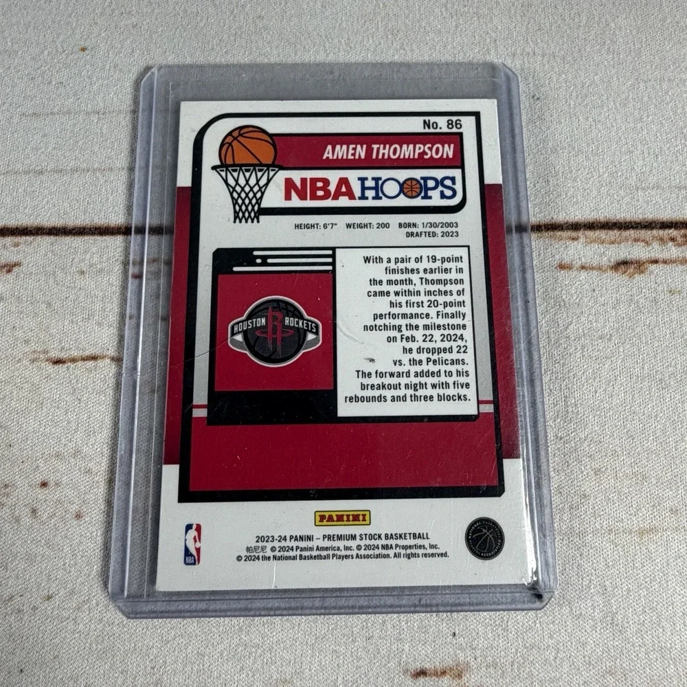 Panini 2023-24 NBA Hoops Premium Stock Amen Thompson #86 Rookie Card Used